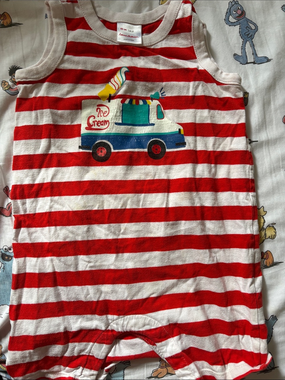 Red & White Striped Ice Cream Truck Romper